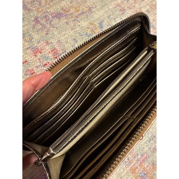 FOSSIL Soft Metallic Rose Gold Leather Zip Long Wallet Cardholder - Picture 5 of 11